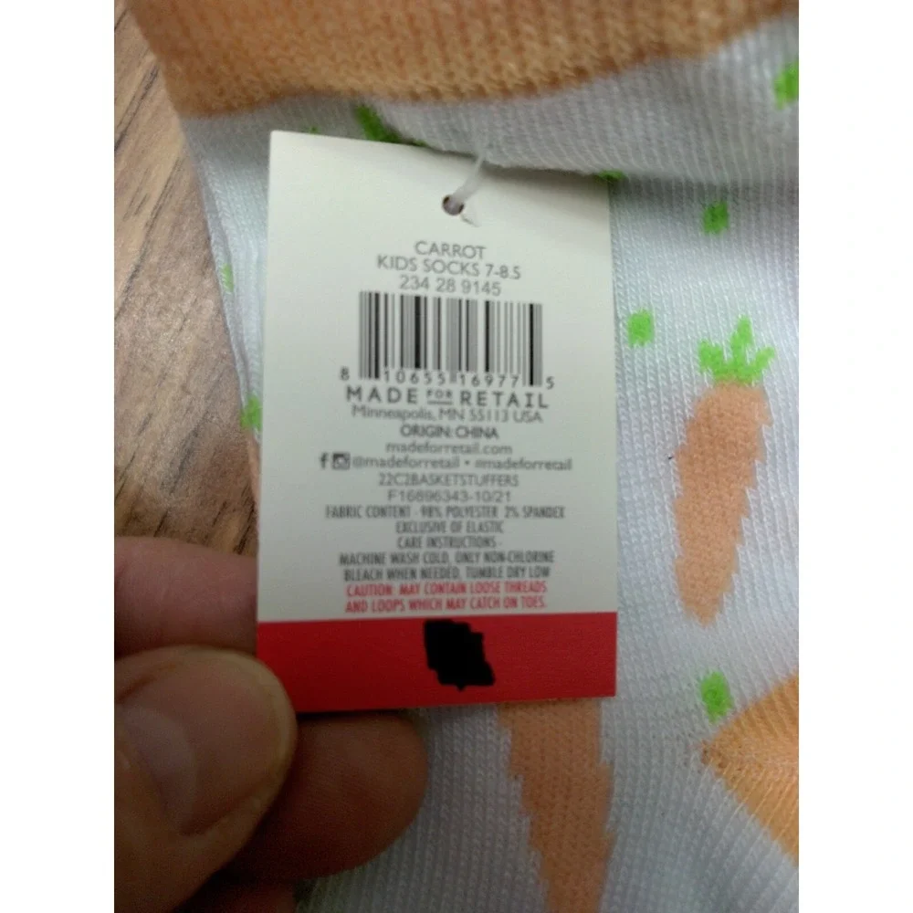 Kid's Socks Easter Socks 3 Pair Size 7-8.5 NEW bunny Easter egg carrots